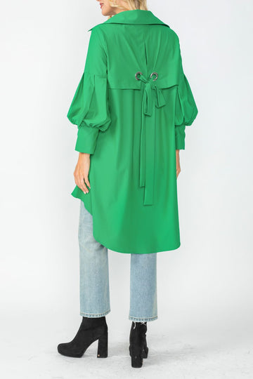 Green Bell Sleeve & Back Yoke Eyelet Point Jacket
